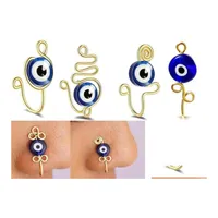 Nose Rings Studs Copper Wire Spiral Clip On Ring Evil Eyes Snake Shape Fake Piercing Jewelry C3 Drop Delivery Body Dhe5X