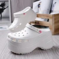 Slippers Pink High Heels Sandal Clogs Summer 10cm Increase Platform Nonslip Woman Wedge Fashion Garden Shoes 230207