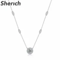 Pendant Necklaces Sherich Round 1 100% 925 Sterling Silver Sparkling Charming Fashion Pendant Necklace Women's Brand Fine Jewelry 230207