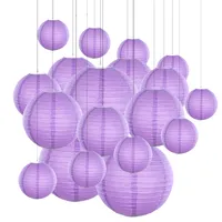 Other Event Party Supplies 20pcsLot 6''12'' Mix Size Violet Paper Lanterns Chinese Lantern Purple Ball Lampion For Wedding Holiday Decoration 230206