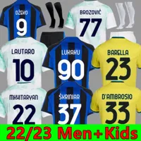 Lukaku Futbol Formaları 22 23 Barella Vidal Lautaro Eriksen Inters Dzeko Correa Uzak Üçüncü Milans üniformaları futbol gömlek 2022 2023 erkek çocuk kiti