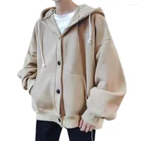 Men's Jackets Spring Men Oversize Jacket Fashion Couple Solid Color Thin Loose Hooded Coat Autumn Mens Single-breasted Cardigan With Hat Top