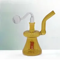 Nice Little Glass Dab Rig Bong Hookah Water Pipes with 14mm Female Thick Bottom Oil Burner Bongs Recycler Smoking Pipe with 30mm Oil Bowl No Freight