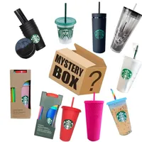 Lucky mystery box 710ML Starbucks Mugs With Cute Lid Office Simple Coffee Cup Heat-Resistant Large Capacity Water Cups2901