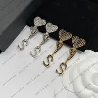 Designer Stud Love Charm For Woman 2 colors with diamonds Brand Simple Letters Y Gold 925 Silver Diamond Lady Heart Love Earrings Jewelry Ear Stud earrings