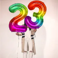 Dekoracja imprezowa 32 40 cali Big Foil Birthday Balloons Numer helu Figury Happy Decorations Kids Toy Air Globos