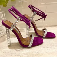 Moda kristal takı ayak bileği kayış sandalet yüksek topuklu stiletto yüksek topuklu kadın ayakkabıları parti akşam ayakkabıları açık ayak parmağı buzağı aynası lüks tasarımcı facto11.5cm