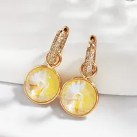 Hoop Earrings Trending Jewelry 2023 Fashion Round Drop Earring Top Quality Austria Crystal Charm Bijoux For Women Mother's Day Gift