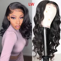 4x4 5x5 Virgin Hair Transparent Lace Closure Wig Loose Wave #1B Black 150% Density