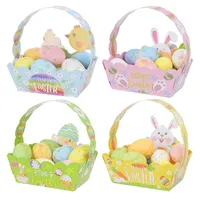 Gift Wrap 4Pcs Paper Egg Basket Packing Portable Rabbit Candy Box Kids Gifts Easter Decorations For Home 0207