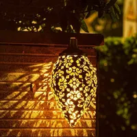 Other Event Party Supplies Solar Powered LED Moroccan Hanging Lantern Retro Pattern Projection Lamp Outdoor Garden Decor Fairy Light Kit 230206