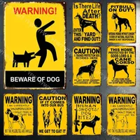 Warning Dog Metal Tin Signs Vintage Poster Beware Of Dog Retro Tin Plates Wall Stickers For Garden Family House Door Decoration Size 30X20CM w02