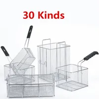 30 kinds Stainless steel fryer screen French fries frame square filter net encrypt colander strainers shaped Frying mesh basket T2332i