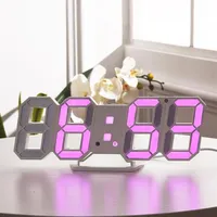 Modern Design 3D LED Wall Clock Digital Alarm Clocks Display Home Living Room Office Table Desk Night215K