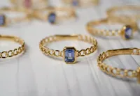 Cluster Rings SX Solid 18K Gold Nature 0.21ct Blue Sapphire Gemstones Diamonds For Women Fine Jewelry Presents