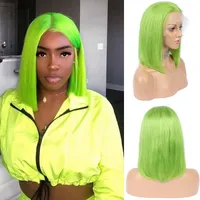 13X4 Virgin Hair Transparent Lace Front Wig BOB Straight Light Colors 150% Density