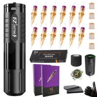 Tattoo Machine EZ EvoTech Wireless Battery Pen Kits 40pcs Cartridge Needles for Permanent Makeup 230206