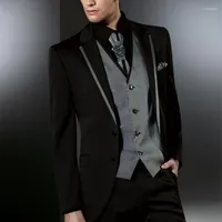 Men's Suits 2023 Latest Coat Pant Designs Italian Black Grey Men Slim Fit Tuxedo 3 Piece Gentle Custom Groom Prom Suit Terno Masculino