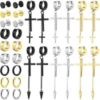 Stud Earrings Pairs Stainless Steel Hypoallergenic Hoop Hinged Dangle Cross Set For Men And WomenStud Odet22 Mill22