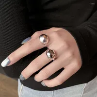 Cluster Rings VENTFILLE 925 Sterling Silver Korean Ring Ball Shape Vintage Female INS Simple Handmade Opening Index Finger Fashion Jewelry