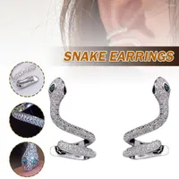 Backs Earrings Zircon Snake Shape Simple Fashion Stud For Women Party Trendy Street Without Piercing Cartilage Ear Clips Jewelry