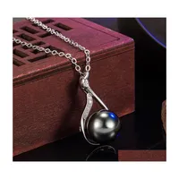 Anh￤nger Halskette Nachahmung Tahiti nat￼rliche schwarze Perle weiblicher Diamant eingelegtes Zirkon Halskette C3 Drop Lieferung Schmuck Anh￤nger Dhehq