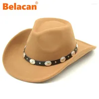 Berets Simple Western Women Cowboy Hat For Men Gentleman Lady Jazz Cowgirl Wide Brim Hats Fashion Cloche Sombrero Caps 2023
