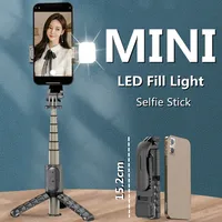 Selfie Monopods COOL DIER 152mm Mini Wireless selfie stick bluetooth foldable tripod with fill light shutter remote For Android 230207