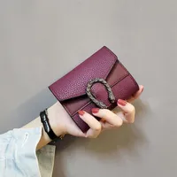 4colors Designer purse Female Short Retro Fold Change Wallet Red Black Green Brown Pure Mini Womens Bags Factory 244r