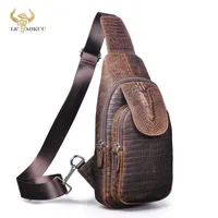 Waist s Trend Crazy Horse Leather Men Retro Travel Triangle Chest Sling Design 8" Tablet One Shoulder Strap Bag Daypack Male 5016 0206