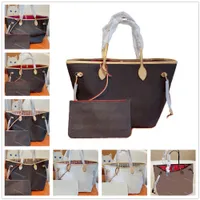 Designer Totes Women Shopping Evening Bags Luxury Fashion Shoulder Never Handbag MM GM l￤der Kontrollerad pr￤glad 8 f￤rgfoder Tote Full Bag