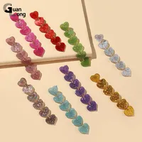 Dangle Earrings GuanLong Heart Long Hanging For Women Trending Cute Korean Big Drop Earings Girls Colorful Acrylic Brincos