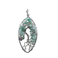 Pendant Necklaces Rainbow Necklace Tree Of Life Quartz Oval Natural Stone Drop Delivery Jewelry Pendants Dhfsi
