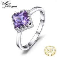 Cluster Rings JewelryPalace Square Purple Created Alexandrite Sapphires 925 Sterling Silver For Women Solitaire Gemstone Wedding Jewelry