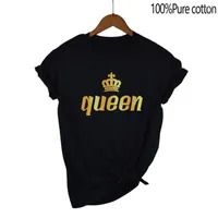 Women's T Shirts Queen Printing Retro French Sweet Students Loose Short Sleeve INSTAGRAM Shirt Korean Design Sense Of Small
