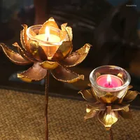 Candle Holders Vintage Creative Holder Lotus Scented Gold Rustic Luxury Table Centerpiece Decorations Decorazioni Casa Home Decor