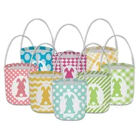 Easter cylinder Hunt Egg Basket Bags Easters Gift handbag Cotton Linen Rabbit Fluffy Tails Printed Tote Bag T9I002214
