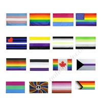 Banner Flags 3X5Ft Rainbow 90X150Cm Americans Gay Pride Flag Polyester American Banners Rainbows Things Prides Bisexual Lesbian Pans Dhfui