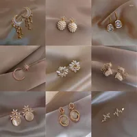 Dangle Earrings Trendy Star Moon For Women Korean Geometry Gold Color Metal Rhinestone Pendant Earring Party Jewelry Gift