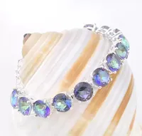 Fashion Tennis Bracelet Round 8 mm Multi-color Natural Mystic Topaz Gemstone Jewelry Lovers