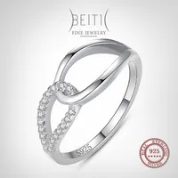 Cluster Rings Beitil Double Circle Design 925 Sterling Silver Clear Zircon Fashion Jewelry For Fine Female Gift