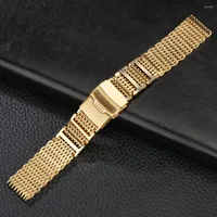 Watch Bands Universal Stainless Steel Watchbands 20mm 22mm 24mm Gold Rose Gold Blue Replacement Wrist Strap With Folding Clasp Safety