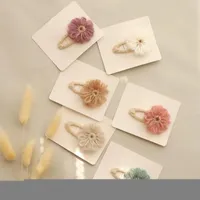 Hair Accessories Cute Baby Girl Clips Wool Yarn Flower Kids Hairpins Princess Barrette Child Korean Style Covered Hairgrips