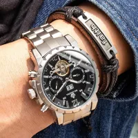 Wristwatches Classic Tourbillon Wrap Sport Clock Mens Watches Automatic Mechanical Watch Men Stainless Steel Business Retro 2023