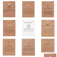 Pendant Necklaces Cr Jewelry Arrival Dogeared Necklace With Gift Card Elephant Pearl Love Wings Cross Key Zodiac Sign Compas Dhgarden Dhv6J