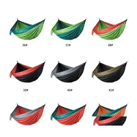 Hammocks 106X55Inch Outdoor Parachute Cloth Hammock Foldable Field Cam Swing Hanging Bed Nylon With Rope Carabiners 44 Colors Dbc Dr Dhp8G