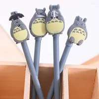 4PCS Lot Kawaii Japan Cartoon Cat Silicone Totoro Series 0.5mm Gel Pen Escolar Papelaria School Office Supply Promotional Gift
