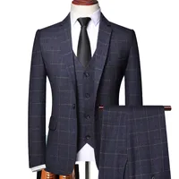 Mens Suits Blazers Blazer Vest Pants Highend Brand Fashion Plaid Formal Business 3pec Groom Wedding Dress Tuxedo Casual 230207