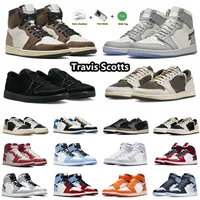 Jumpman 1 Travis Scotts Basketball Shoes Black Phantom Revers