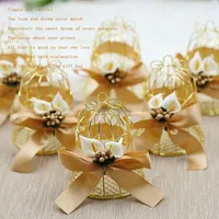 Gift Wrap 210 X Gold Wedding Favor Box European Romantic Wrought Iron Birdcage Candy Tin For Favors Wholesale